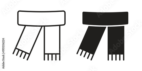 Scarf icon set. outlined and solid flat clipart versions.