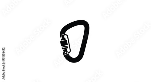 Black carabiner isolated on white background a striking silhouette