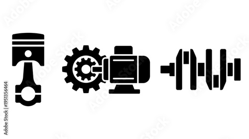 Mechanical Parts and Engine Components Icons