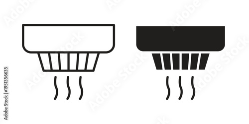Sensor smoke icon set. outlined and solid flat clipart versions.