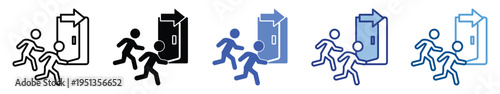 Evacuation icon set multiple style collection