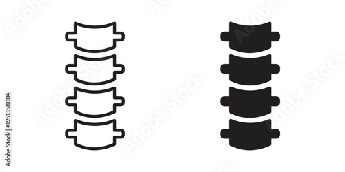 Spine icon set. outlined and solid flat clipart versions.