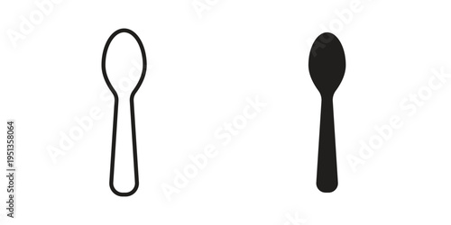 Spoon icon set. outlined and solid flat clipart versions.
