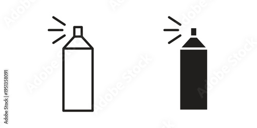 Spray can icon set. outlined and solid flat clipart versions.