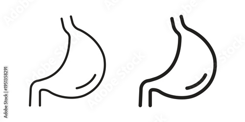 Stomach icon set. outlined and solid flat clipart versions.