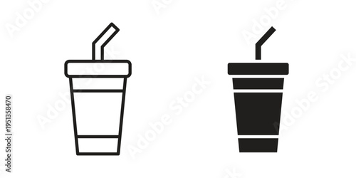 Swoosh Cup icon set. outlined and solid flat clipart versions.