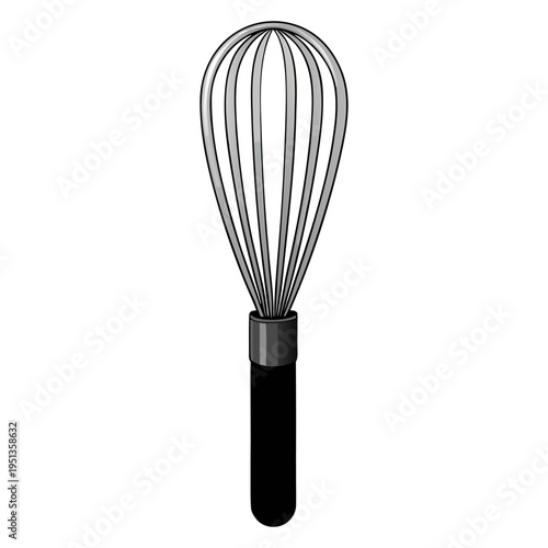 Stainless steel whisk isolated, stainless steel kitchen whisk on white background.