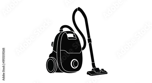Black vacuum cleaner depicted in a striking minimalist silhouette
