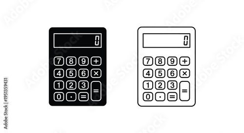 Two calculator icons one black and one white side by side