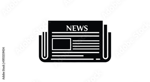 A black newspaper graphic with the word news as a bold silhouette