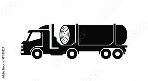 Black silhouette of a logging truck transporting wood simple design silhouette