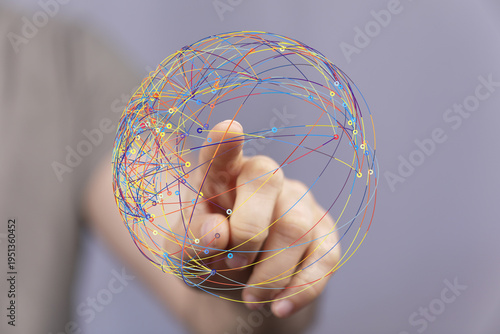 Hand touching global networ...
