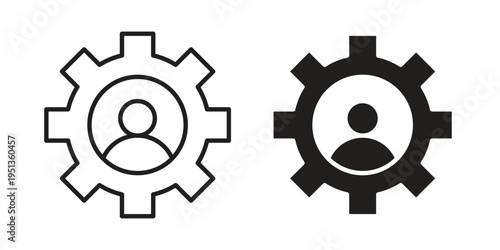 User settings icon set. outlined and solid flat clipart versions.