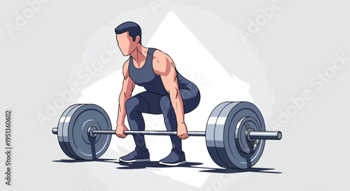 Athletic man in athletic wear performing a deadlift with a barbell