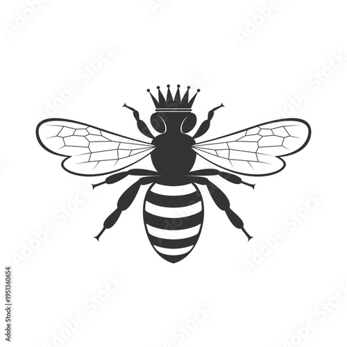 Queen bee graphic icon. Bee in a  crown isolated sign on white background. Vector illustration