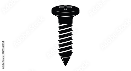 A black screw depicted in a minimalist stark silhouette