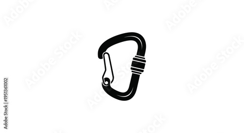 Black carabiner clip design against a white background a striking silhouette