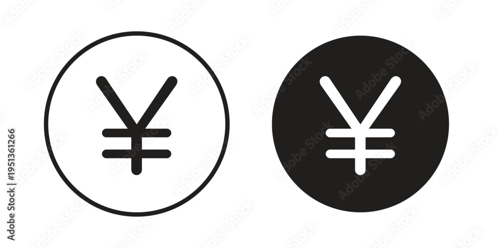 Obraz premium Yen icon set. outlined and solid flat clipart versions.