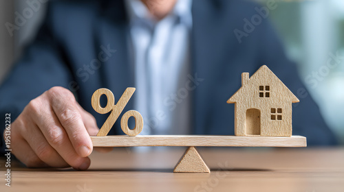 Interest Rate and House Balance Concept, Mortgage and Finance