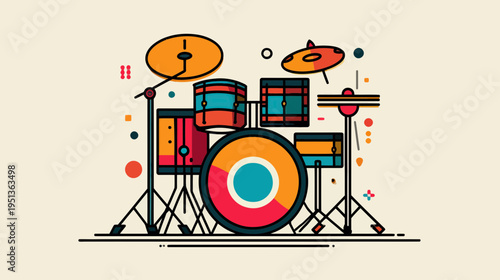 Bold Flat Design Jazz Drum Set Icon