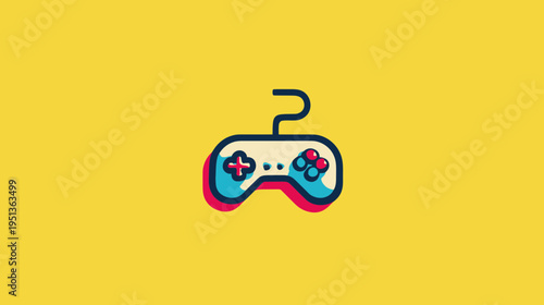 Bold Line Joystick Icon Isolated on Yellow Background