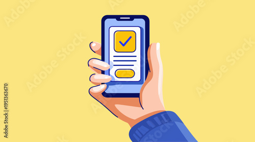 Hand holding smartphone with online insurance application form