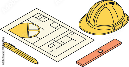 Set of 4 construction icons vector, architecture symbols