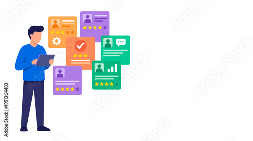 An individual assessing and analyzing data on a tablet device