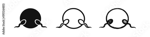 Sperm Approaching Egg Icons Set - Conception and Fertility Symbol