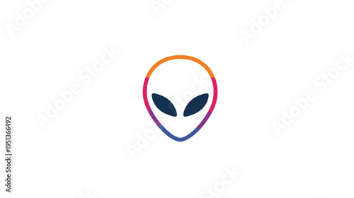 Minimalist Alien Head Icon with Bold Outline