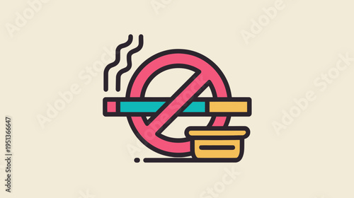 No Smoking Sign with Ashtray Icon