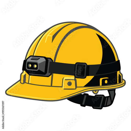Hard Hat with Headlamp Illustration