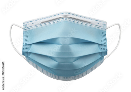 A blue disposable face mask