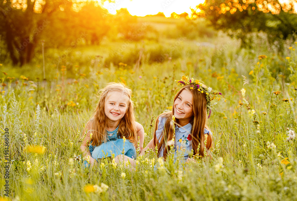 custom made wallpaper toronto digitalTwo Girls In A Field At Sunset