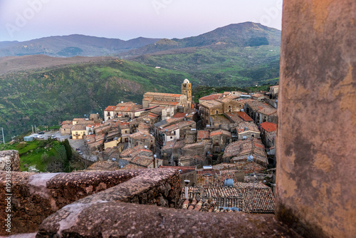 Bild auf Leinwand Panorama of the medieval village of Mistretta, Nebrodi Mountains, Sicily