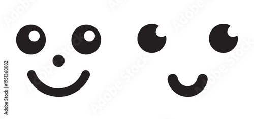 Contrasting smiley faces with different expressions