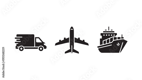 Transportation Modes Icons for Logistics Concepts