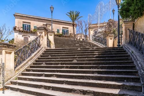 Monumental staircase of San Giorgio Cathedral in Modica