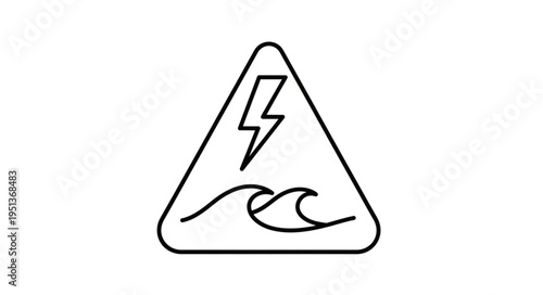 Warning Sign for Electricity and Waves.