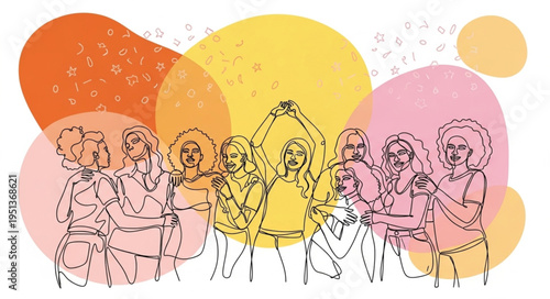 Diverse group of women celebrating together with joy and unity.