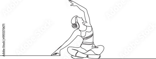 Yoga Poses continuous one line art drawing,2