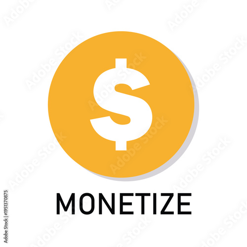 Professional Dollar Sign Monetize Vector Icon in Yellow Circle for Business and Finance Concept