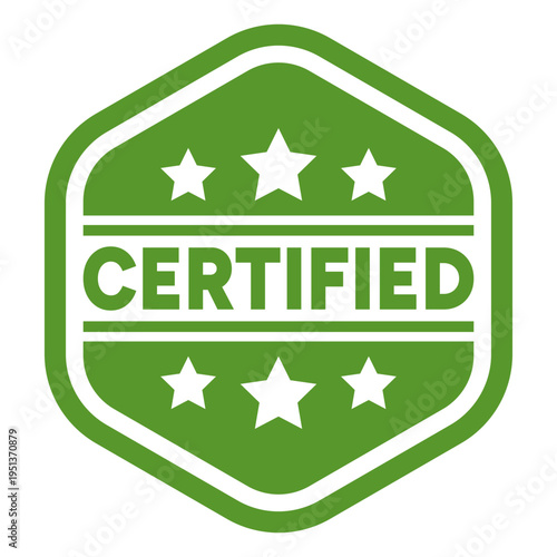 Green Certified isolated stamp, sticker, seal with Stars vector illustration