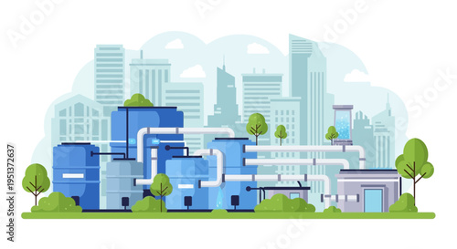 Modern Industrial Water Treatment Plant Facility.