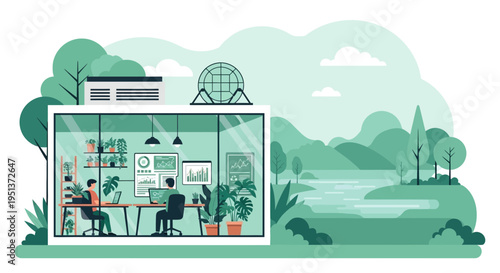 Modern Office Space with Employees Working Efficiently.