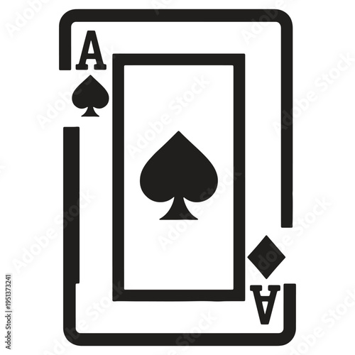 Playing card ace of spades symbol icon isolated on clear background for gaming and casino design elements