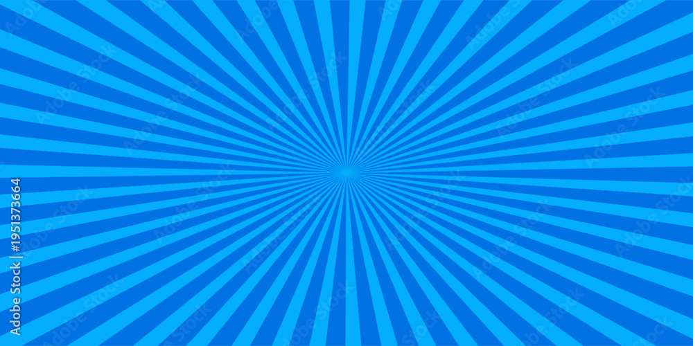 Fototapeta premium Modern comic background with blue halftone dots and radial speed motion lines. Vector speed effect for anime posters abstract