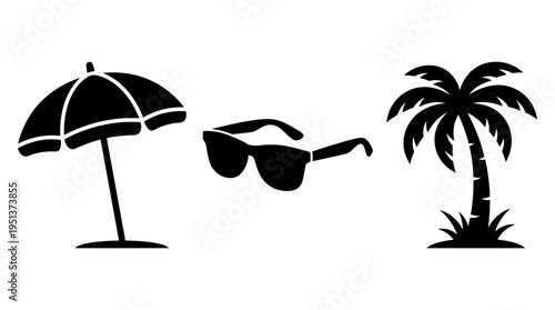 Beach Vacation and Summer Travel Icons