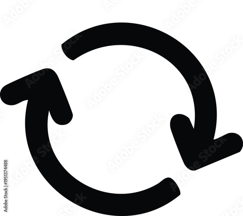 Black circular arrow indicating refresh or sync concept