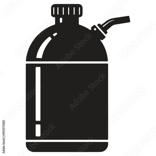 Simple black plastic spray bottle with adjustable nozzle for household cleaning or gardening purposes isolated